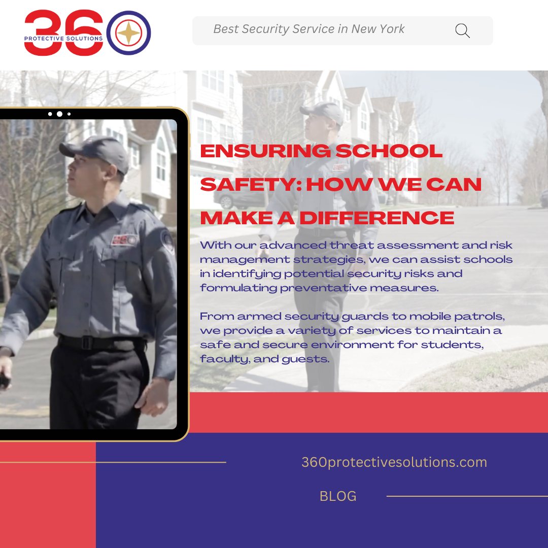 Image depicting a school with students and staff, symbolizing school safety with 360 Protective Solutions.